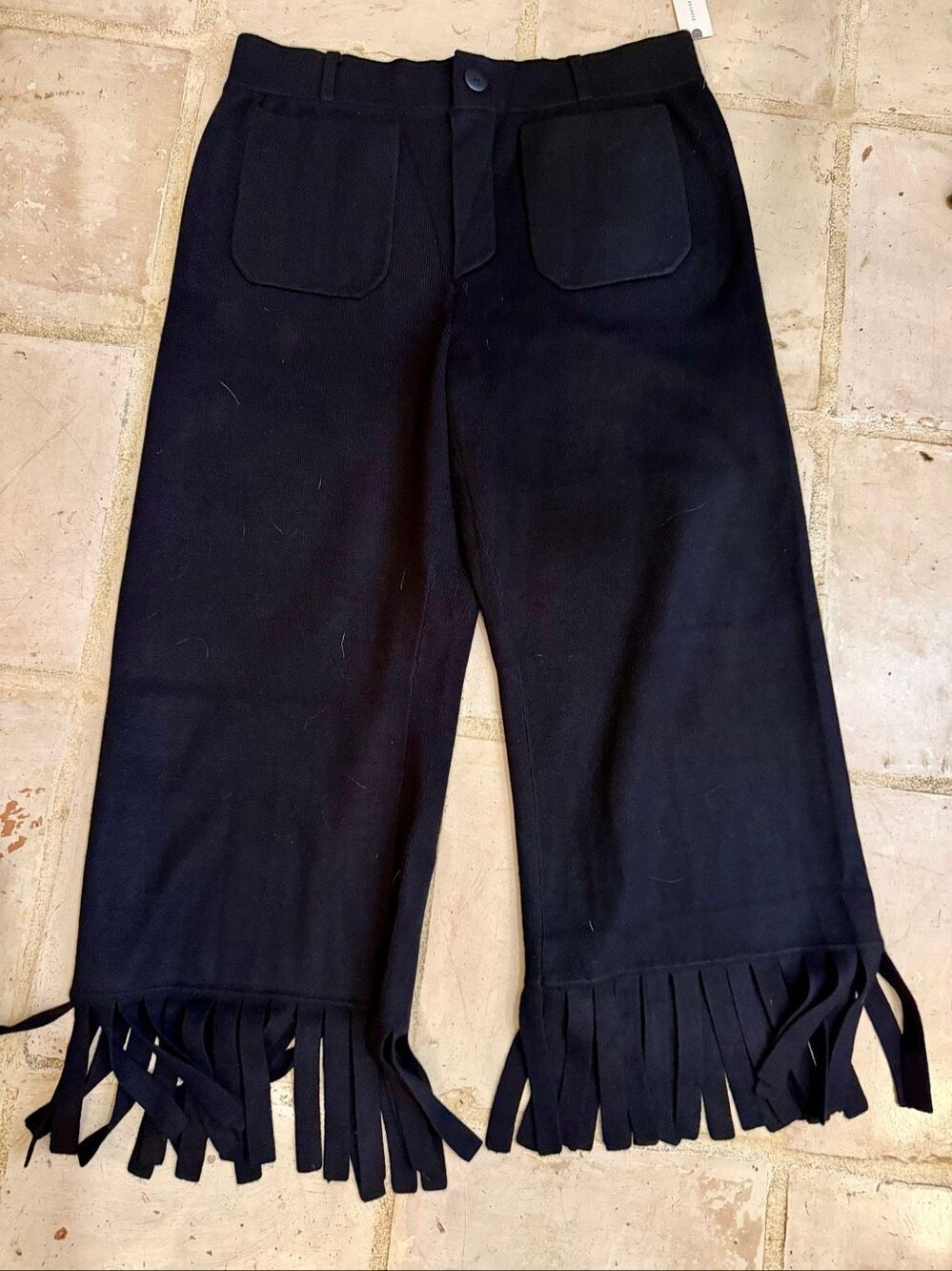 NWT Anthropologie Maeve The Colette high rise, wide leg, crop, fringe pants